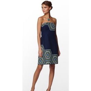 Lilly Pulitzer Bowen Navy strapless dress 0
